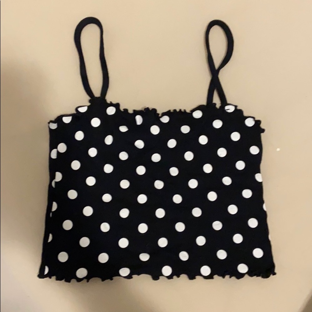 TopShop Polka Dot Cropped Tank Top